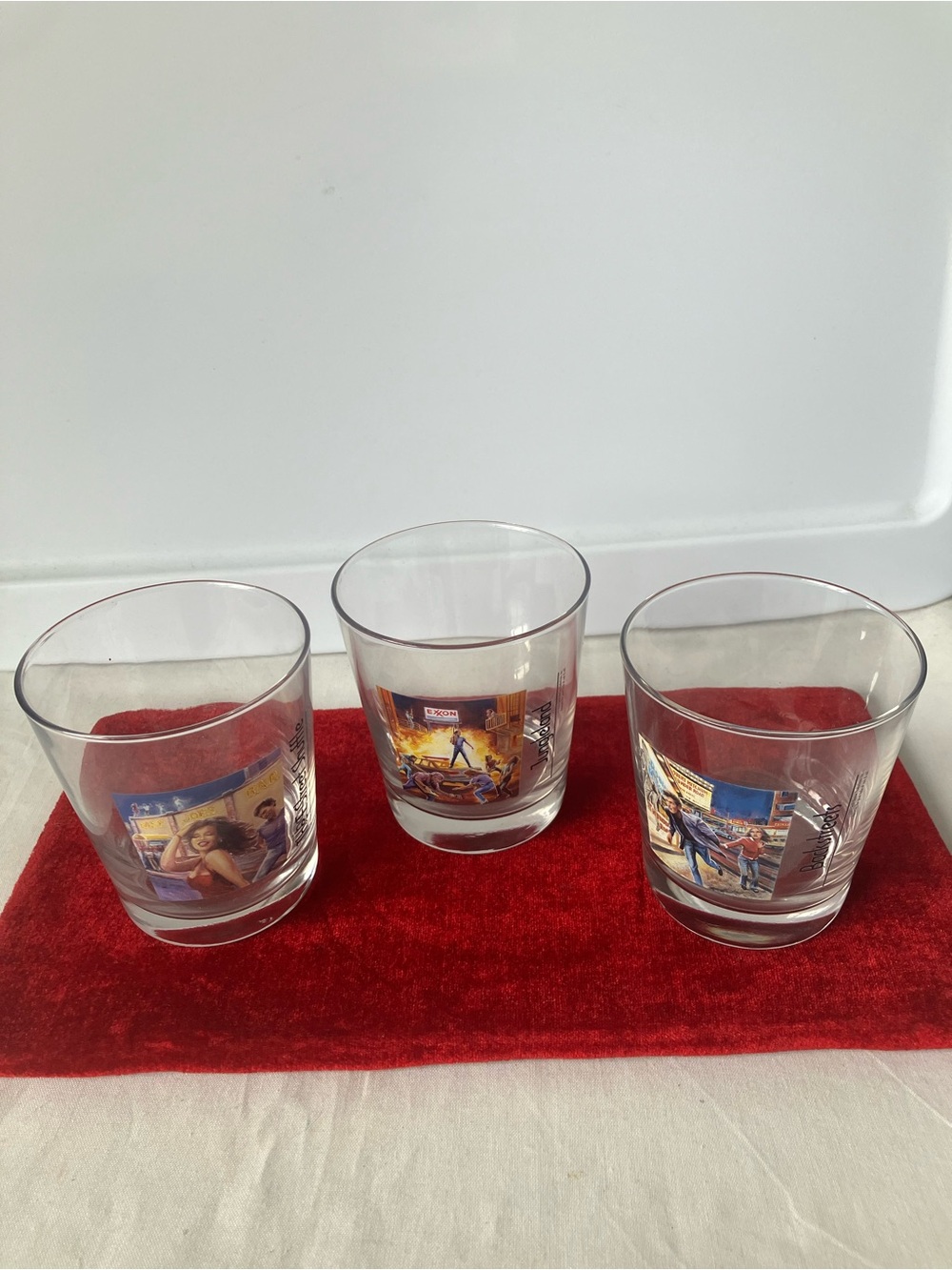 Bruce Springsteen Lot Three Vintage Whisky Drinking Glasses 2002 2003.